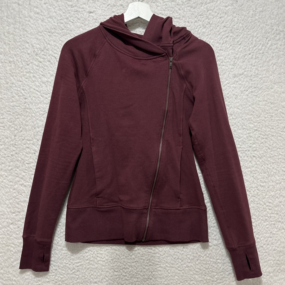 Nike Yoga Women's Asymmetric Full-Zip Hoodie Size Small Wine Red